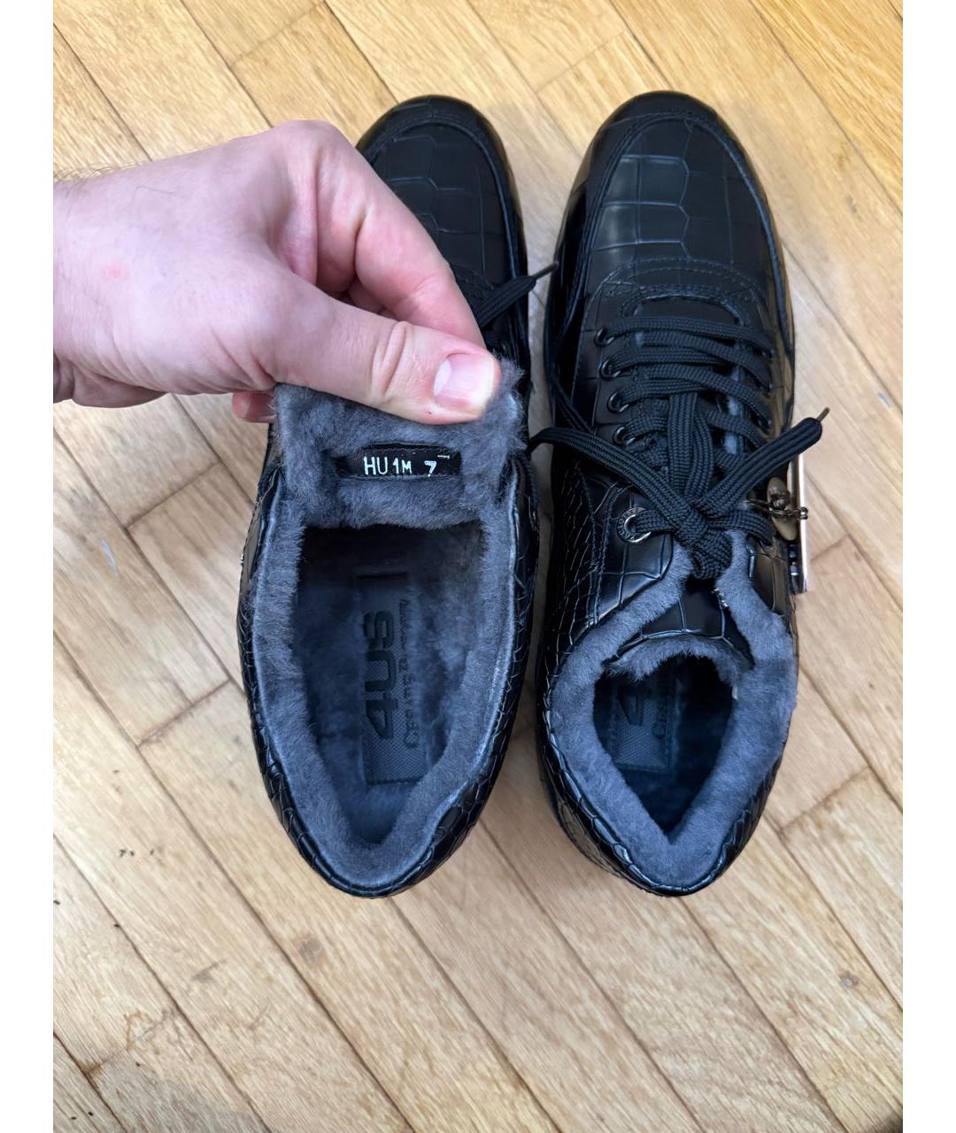 CESARE PACIOTTI Черные кожаные высокие кроссовки / кеды, фото 5