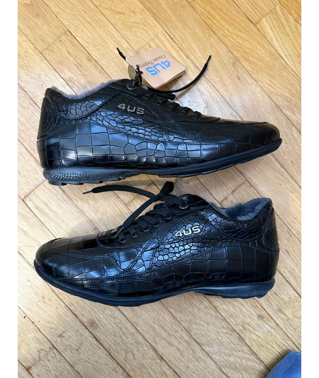 CESARE PACIOTTI Черные кожаные высокие кроссовки / кеды, фото 9