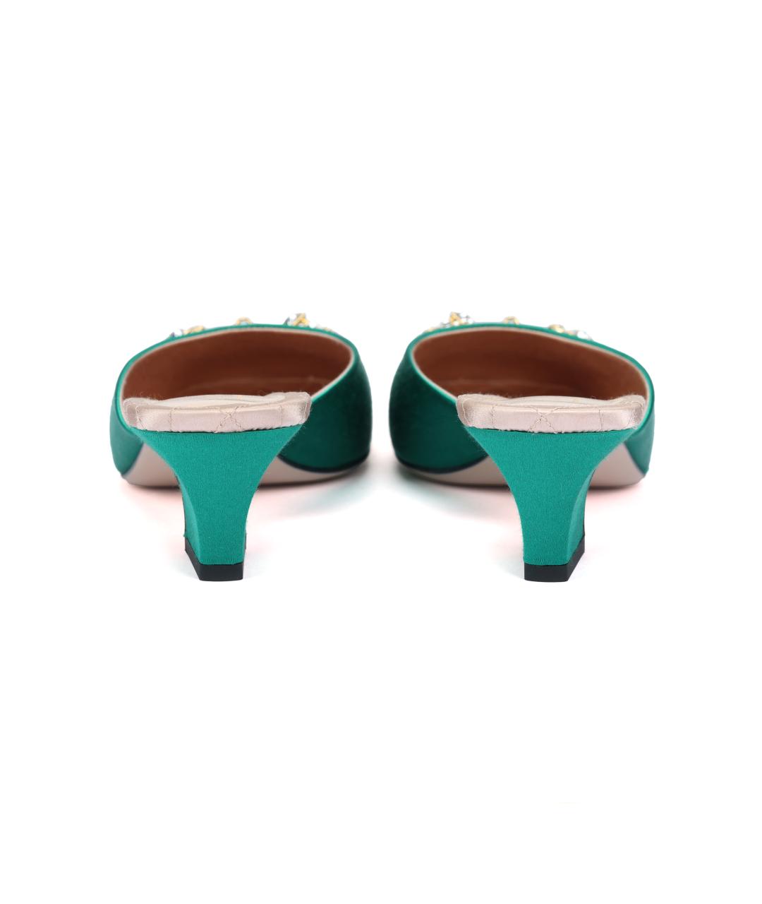 GUCCI Зеленые текстильные мюли, фото 4