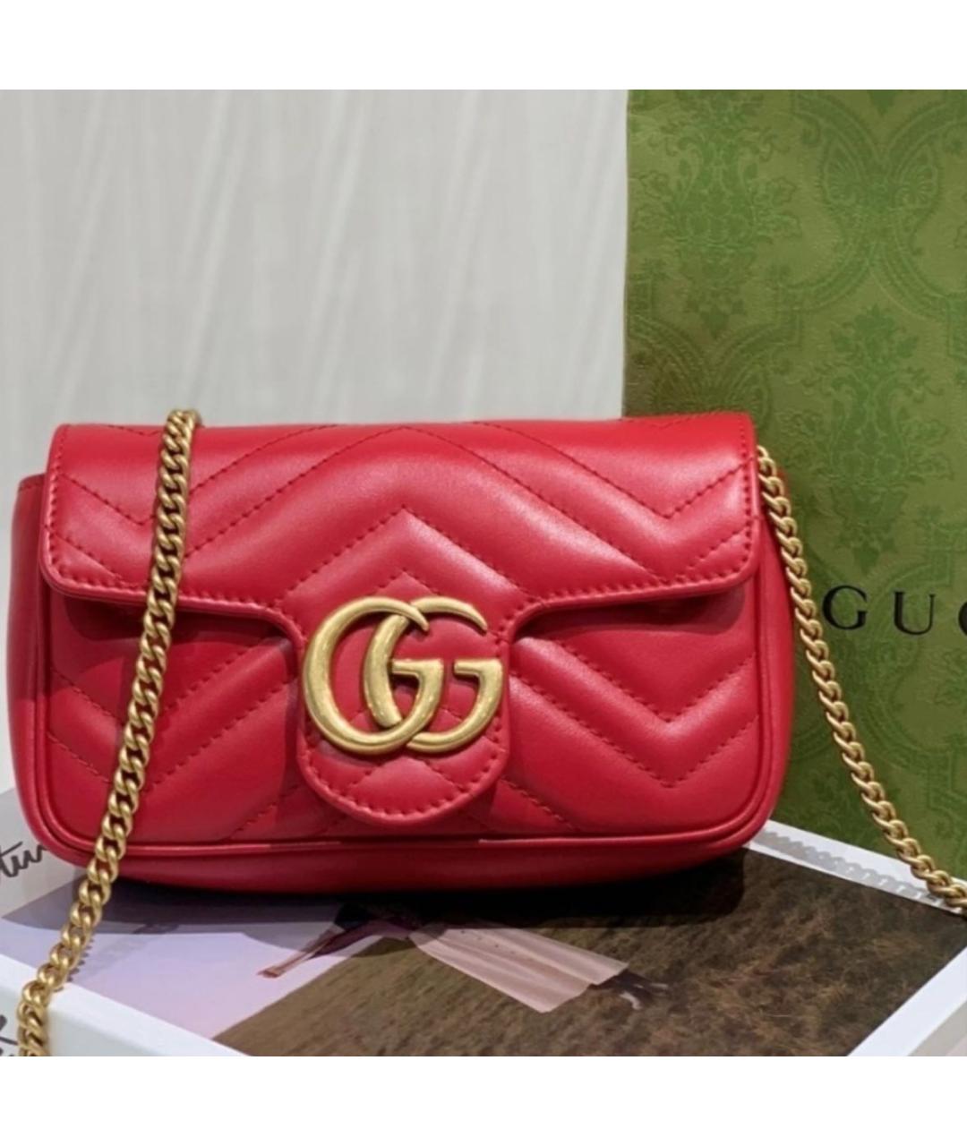 GUCCI Красная кожаная сумка через плечо, фото 2