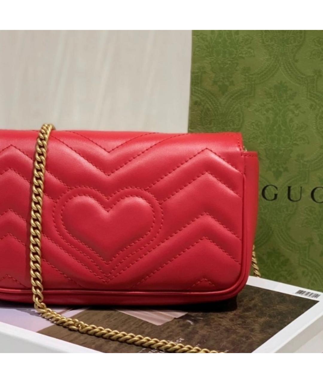 GUCCI Красная кожаная сумка через плечо, фото 3