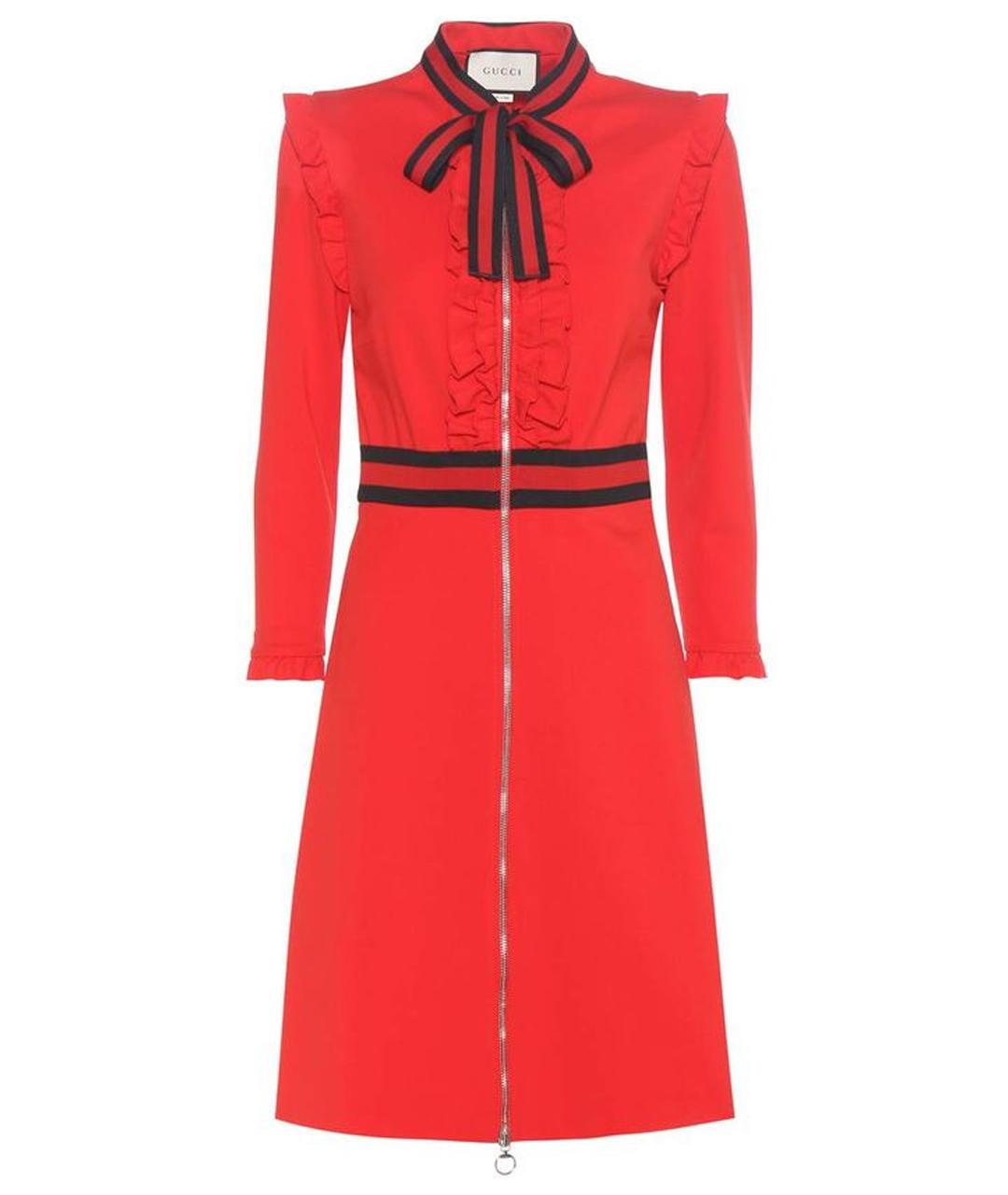 GUCCI Красное хлопко-эластановое коктейльное платье, фото 1