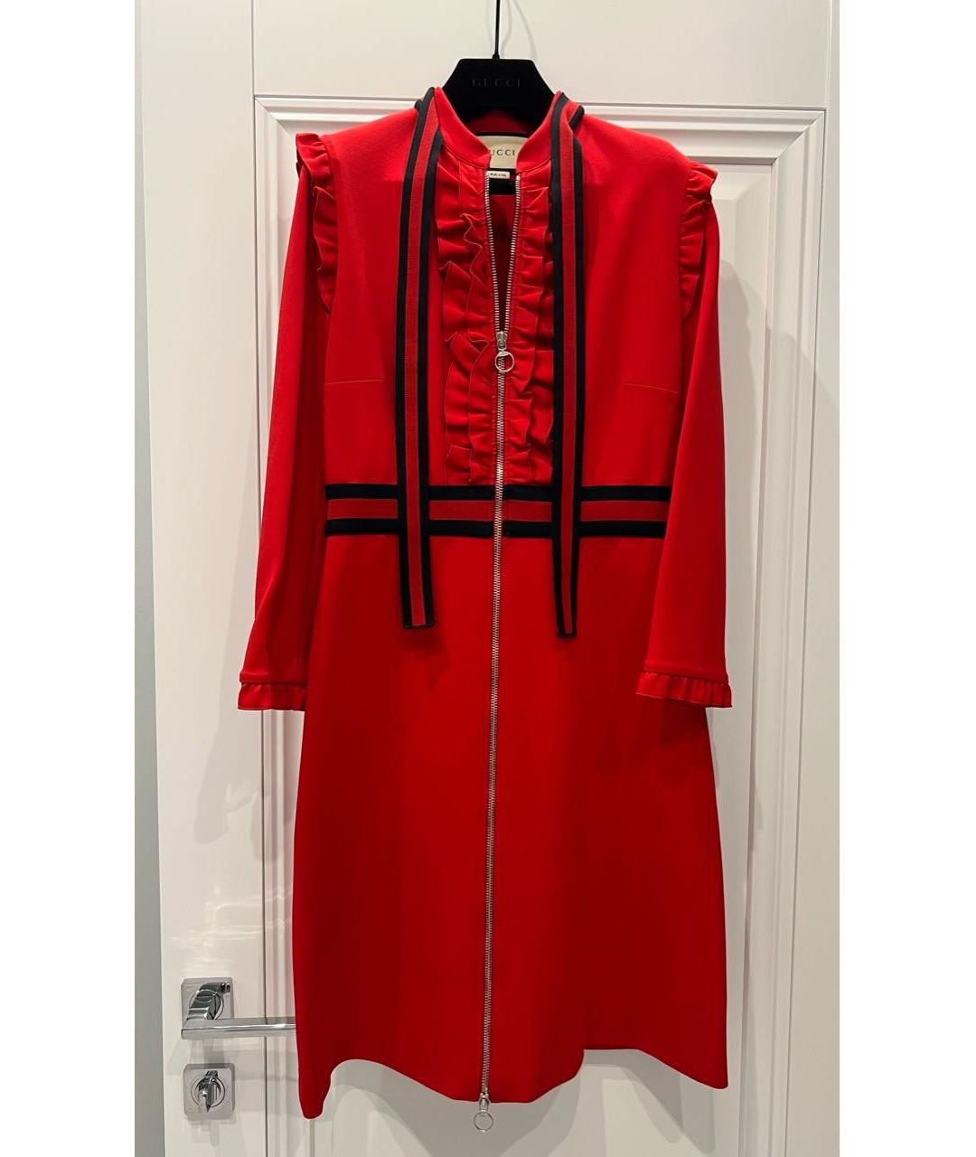 GUCCI Красное хлопко-эластановое коктейльное платье, фото 6