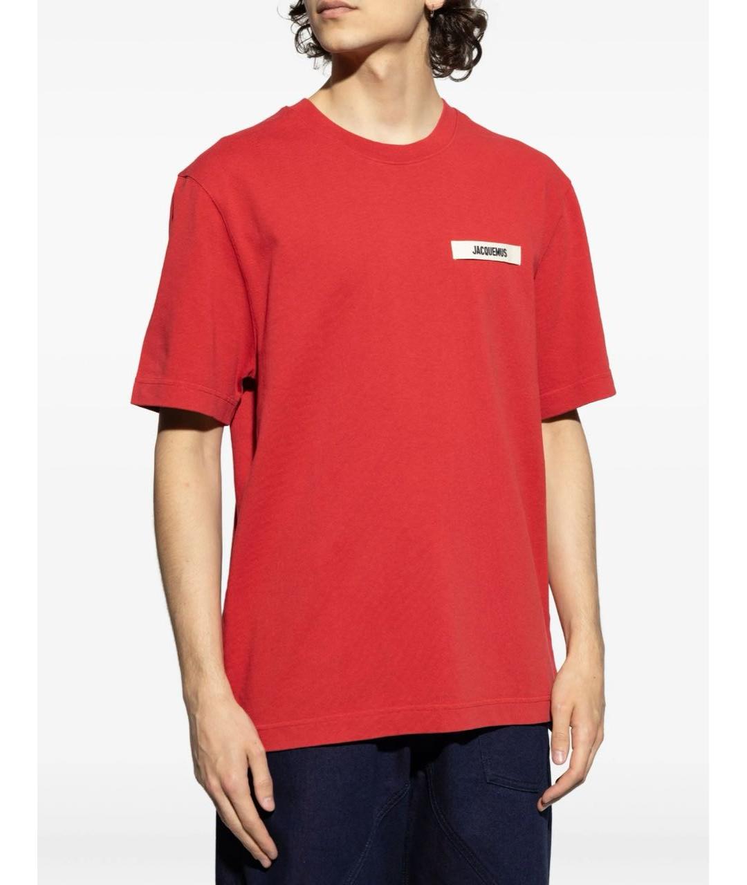 JACQUEMUS Красная хлопковая футболка, фото 3