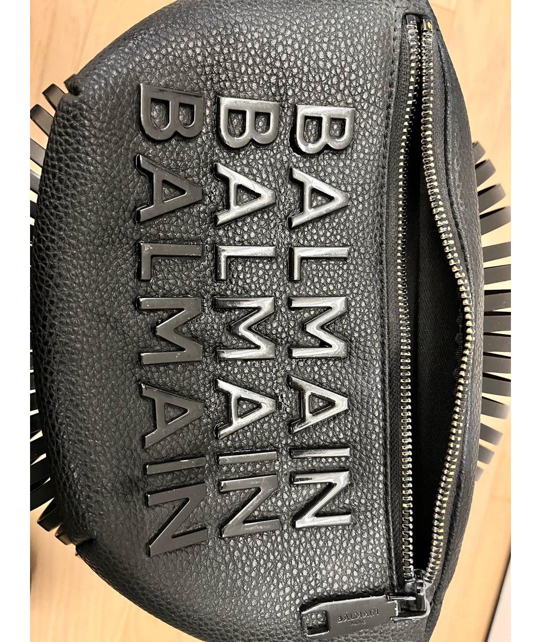 BALMAIN Черная кожаная поясная сумка, фото 5