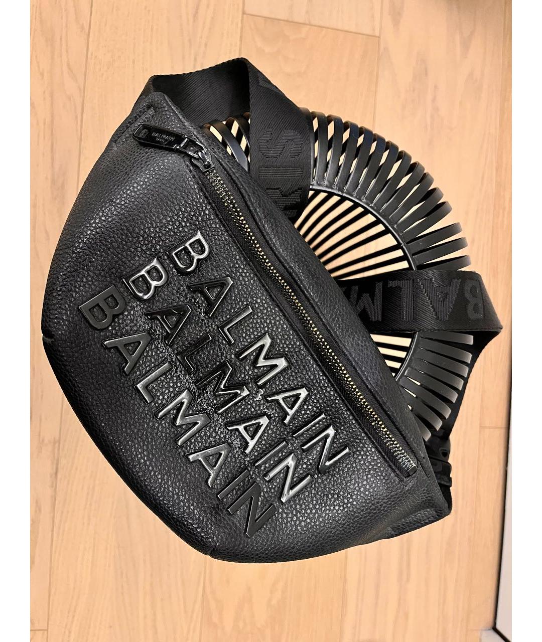 BALMAIN Черная кожаная поясная сумка, фото 2