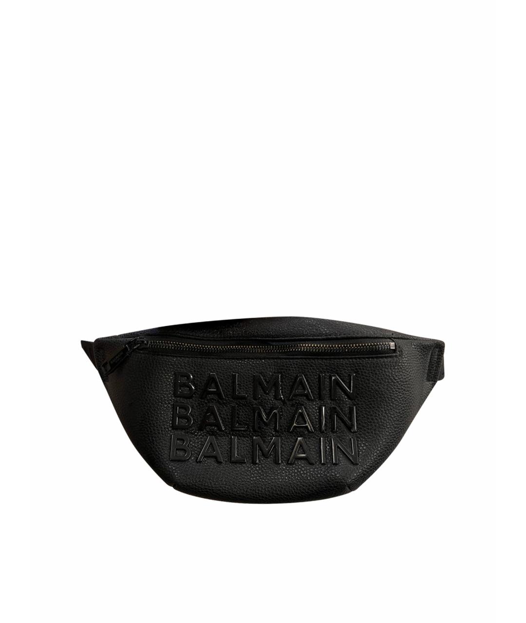 BALMAIN Черная кожаная поясная сумка, фото 1