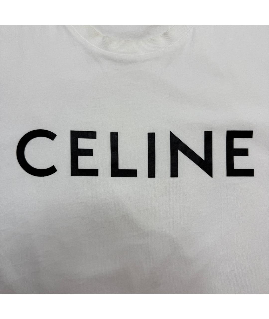 CELINE Белая хлопковая футболка, фото 3