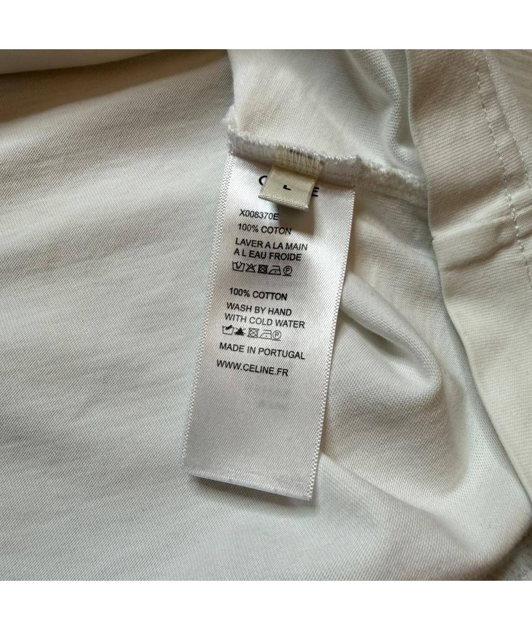 CELINE Белая хлопковая футболка, фото 5