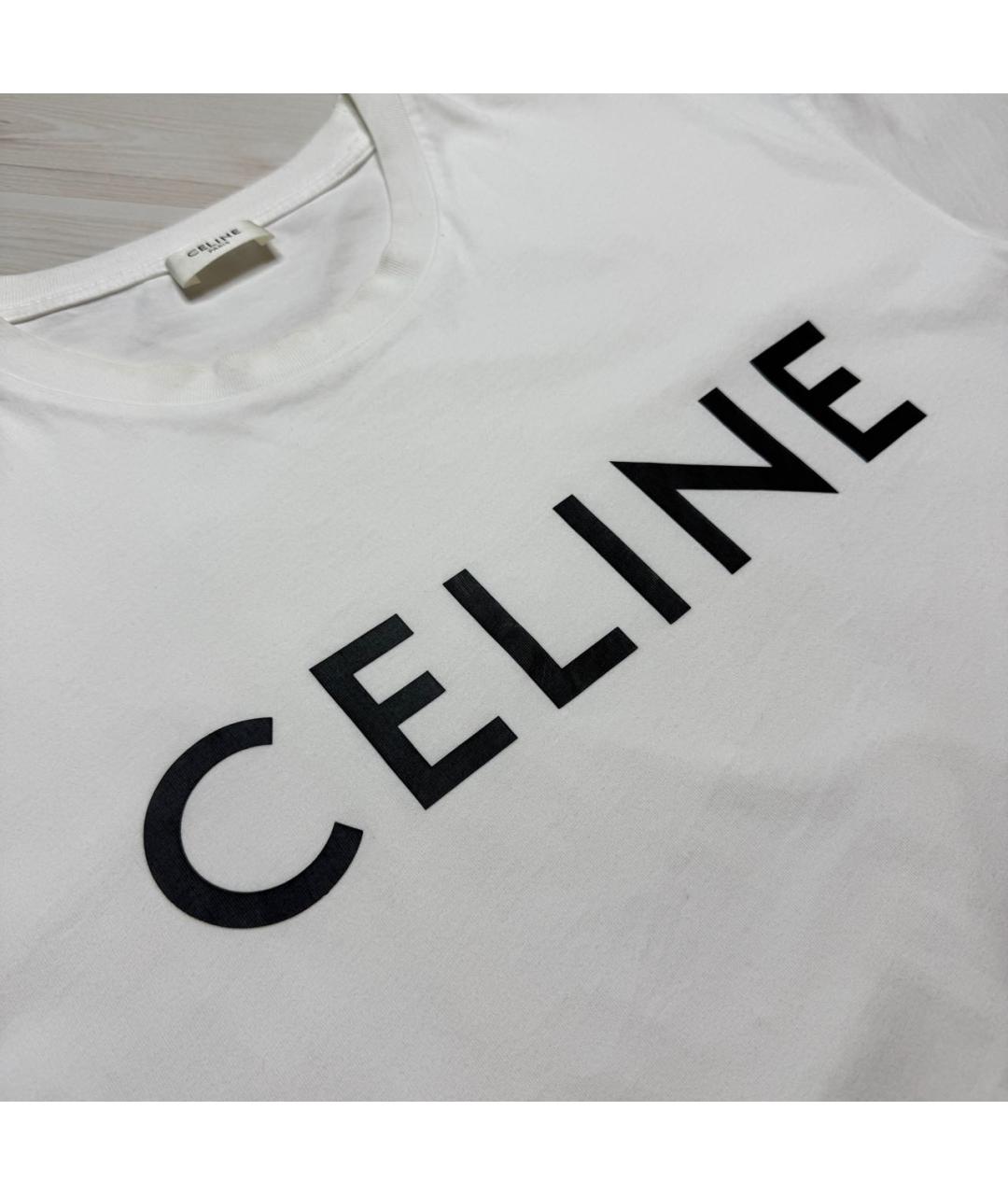 CELINE Белая хлопковая футболка, фото 2