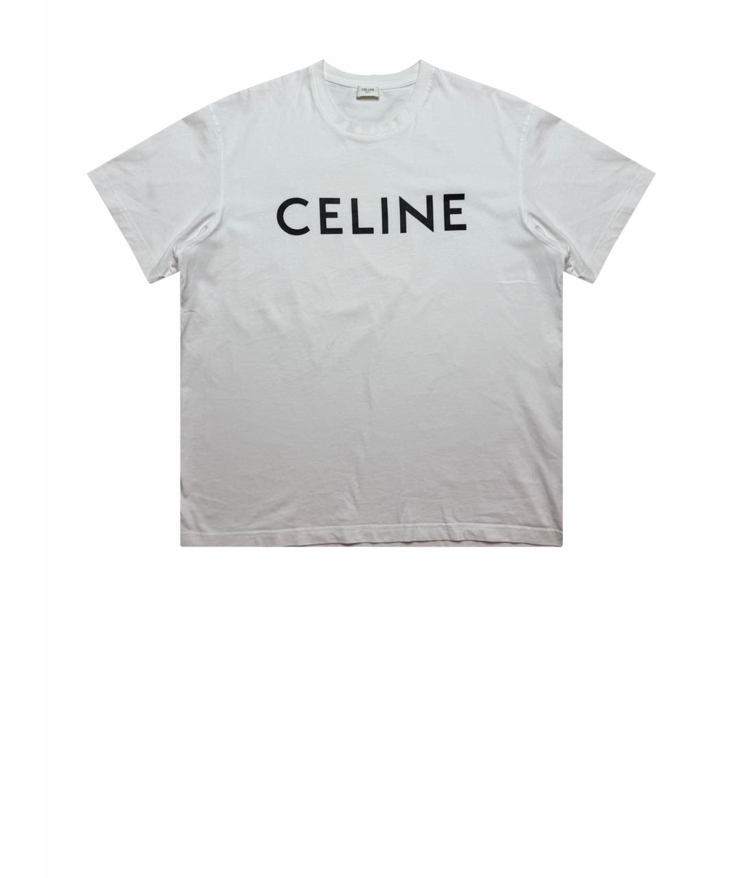 CELINE Белая хлопковая футболка, фото 1