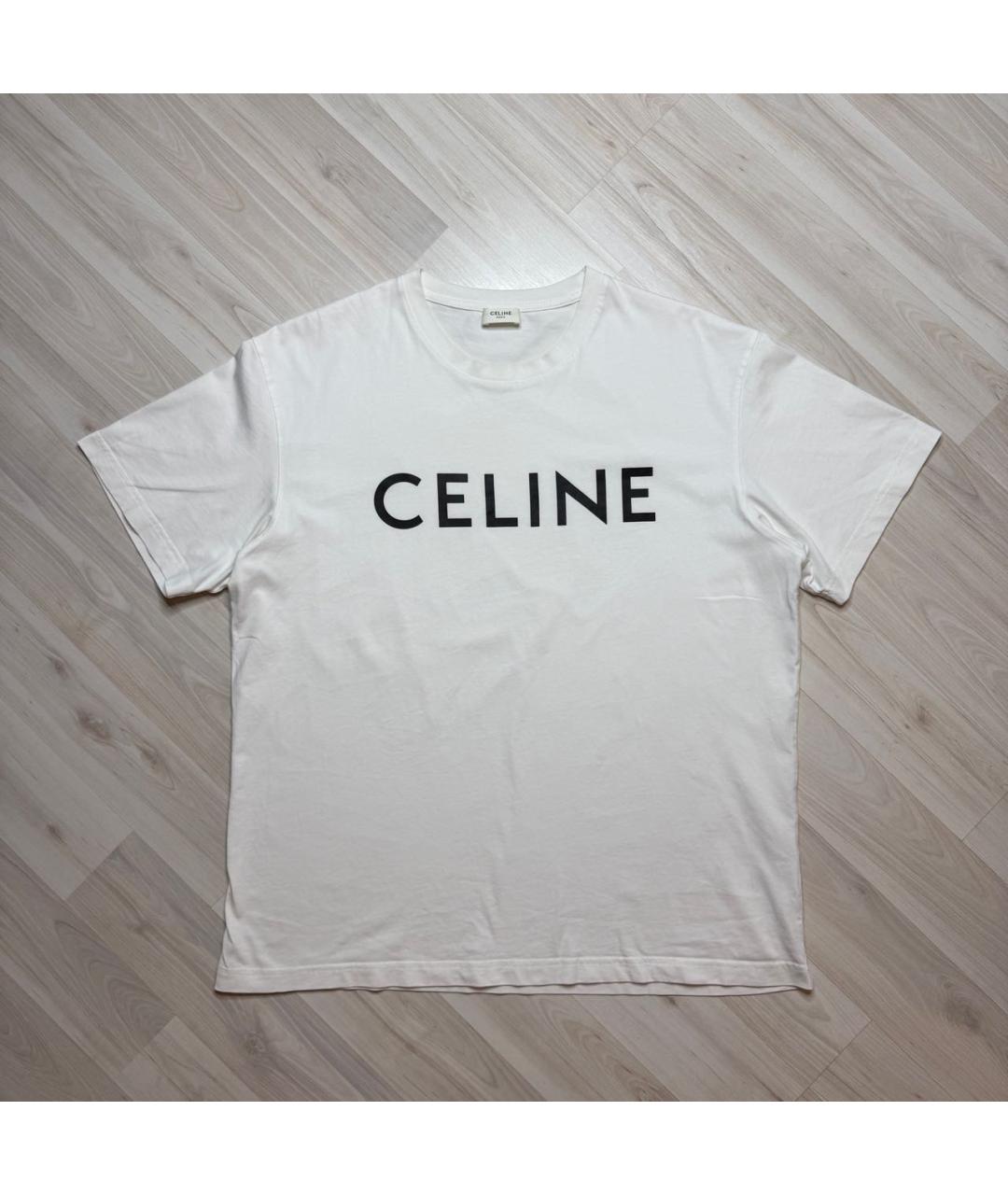 CELINE Белая хлопковая футболка, фото 6