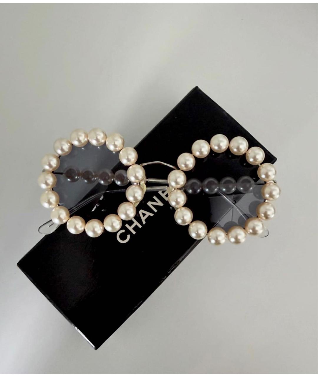 CHANEL Белые металлические солнцезащитные очки, фото 3