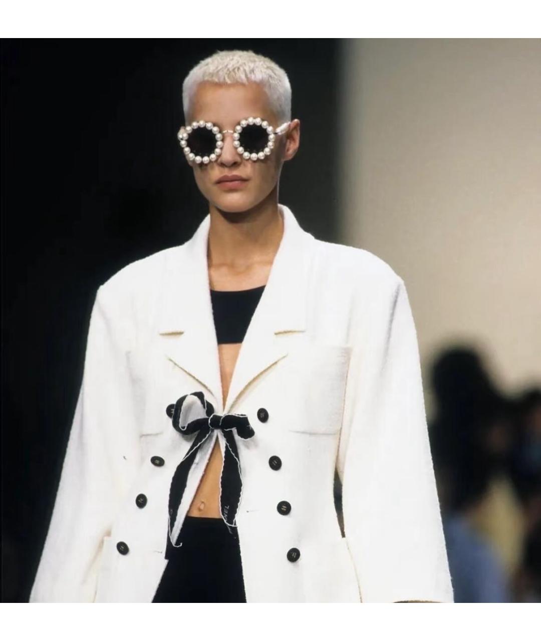 CHANEL Белые металлические солнцезащитные очки, фото 7