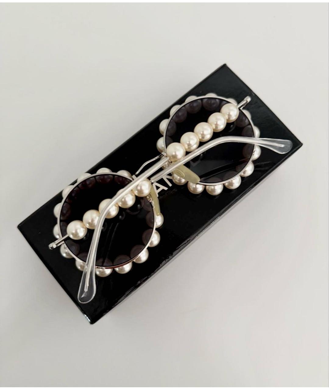 CHANEL Белые металлические солнцезащитные очки, фото 4