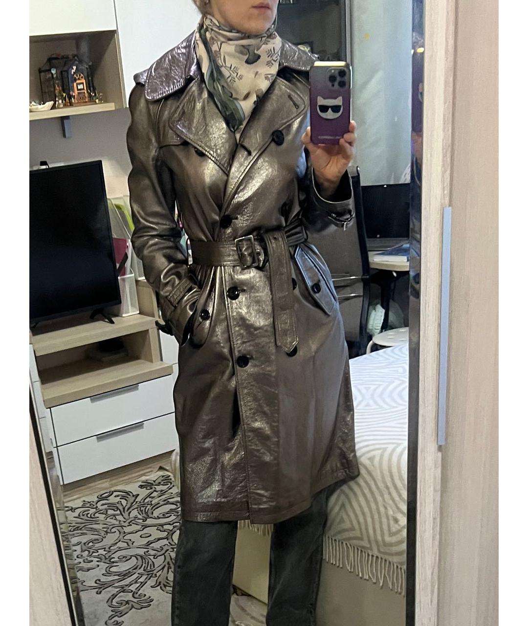DOLCE&GABBANA Серебрянный кожаный тренч/плащ, фото 5