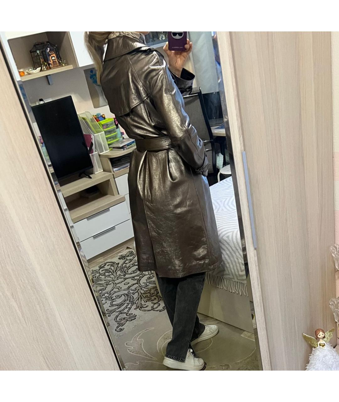 DOLCE&GABBANA Серебрянный кожаный тренч/плащ, фото 6