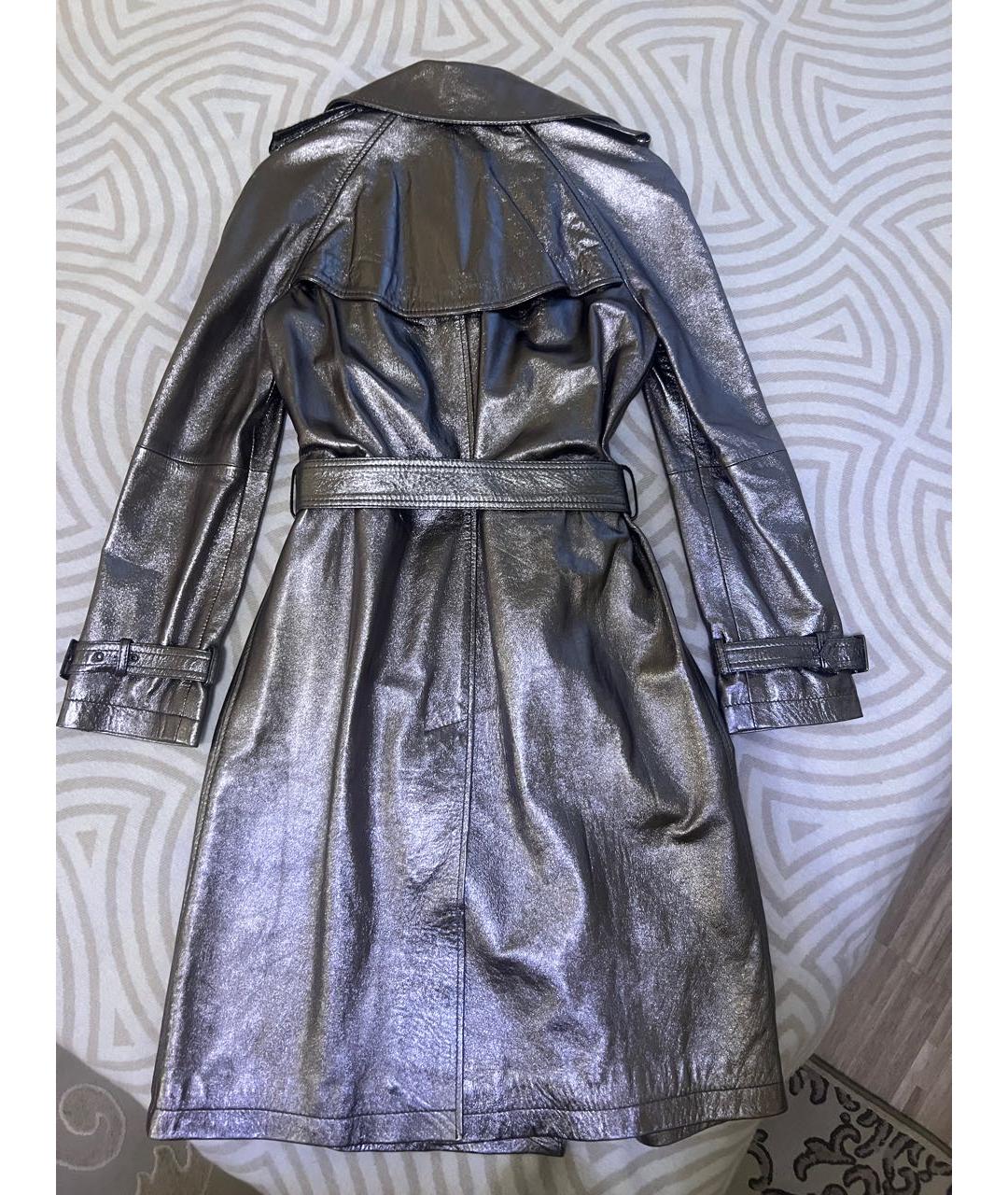 DOLCE&GABBANA Серебрянный кожаный тренч/плащ, фото 2