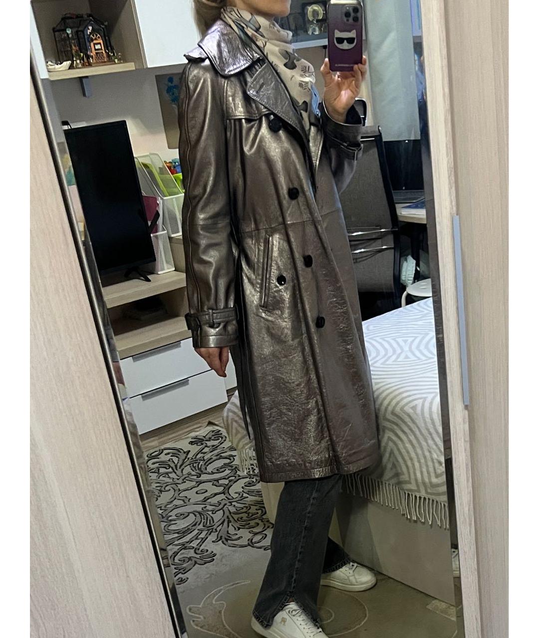 DOLCE&GABBANA Серебрянный кожаный тренч/плащ, фото 8