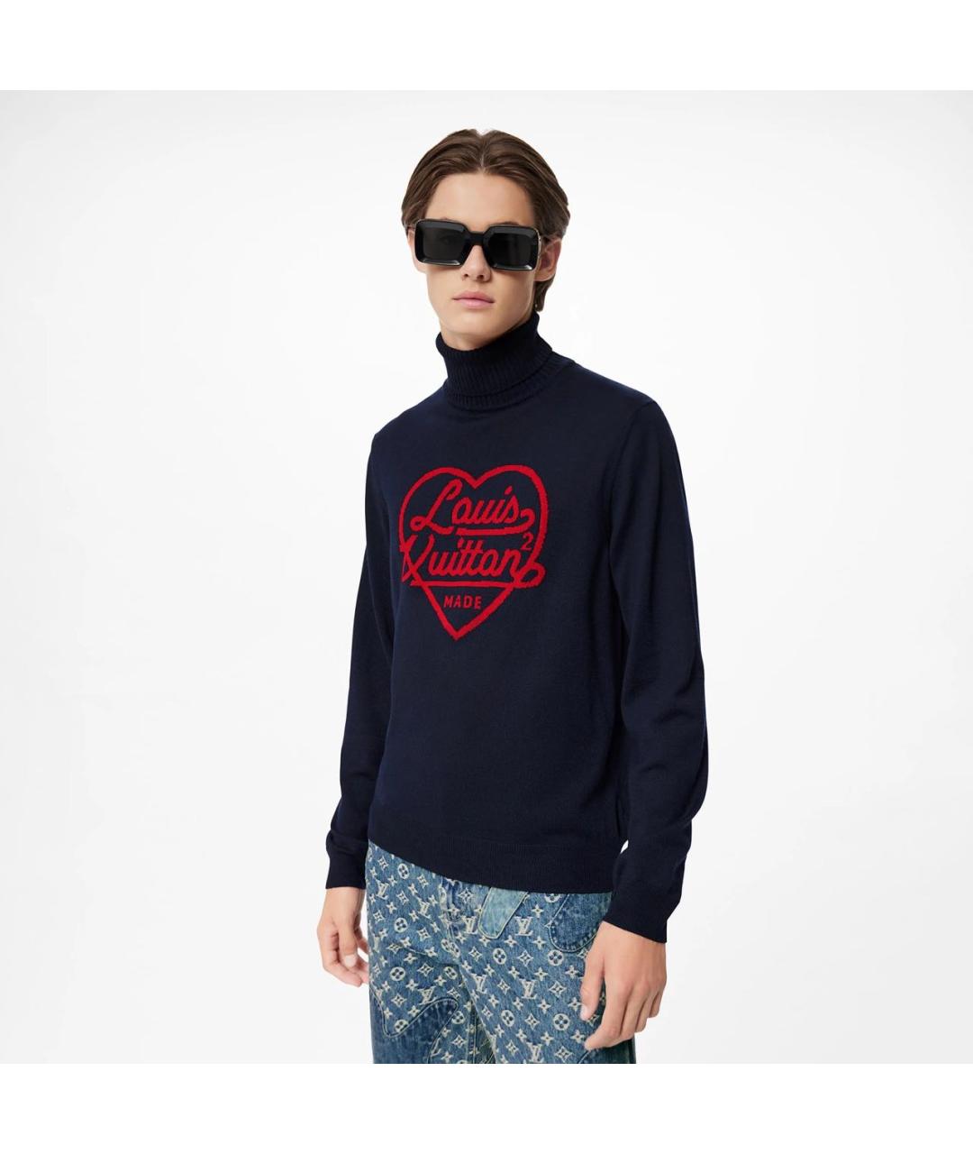 LOUIS VUITTON Темно-синяя шерстяная водолазка, фото 2