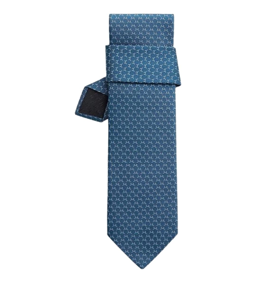 HERMES Синий шелковый галстук, фото 1