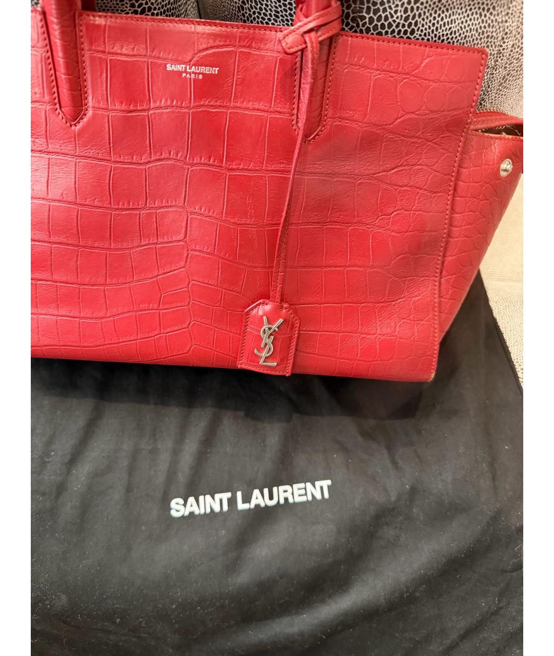 SAINT LAURENT Красная кожаная сумка через плечо, фото 2