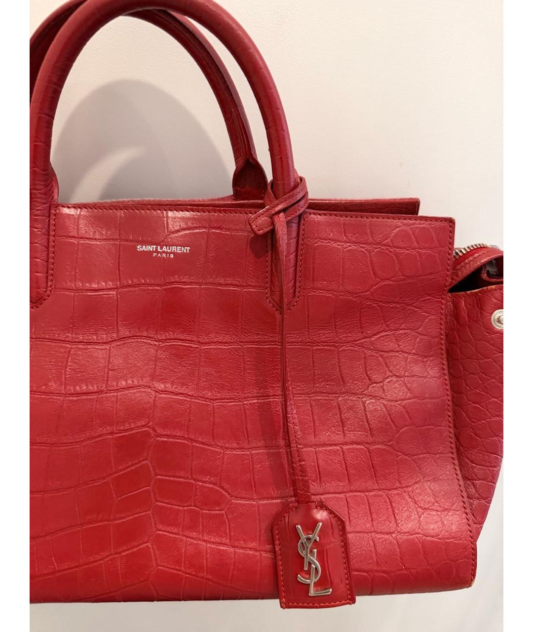 SAINT LAURENT Красная кожаная сумка через плечо, фото 7