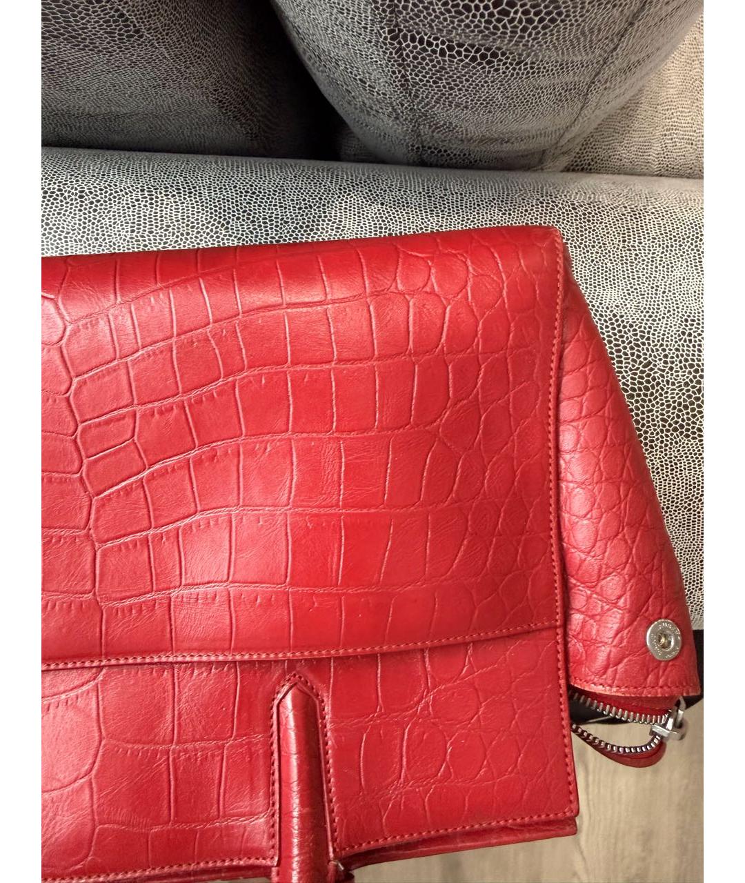 SAINT LAURENT Красная кожаная сумка через плечо, фото 4