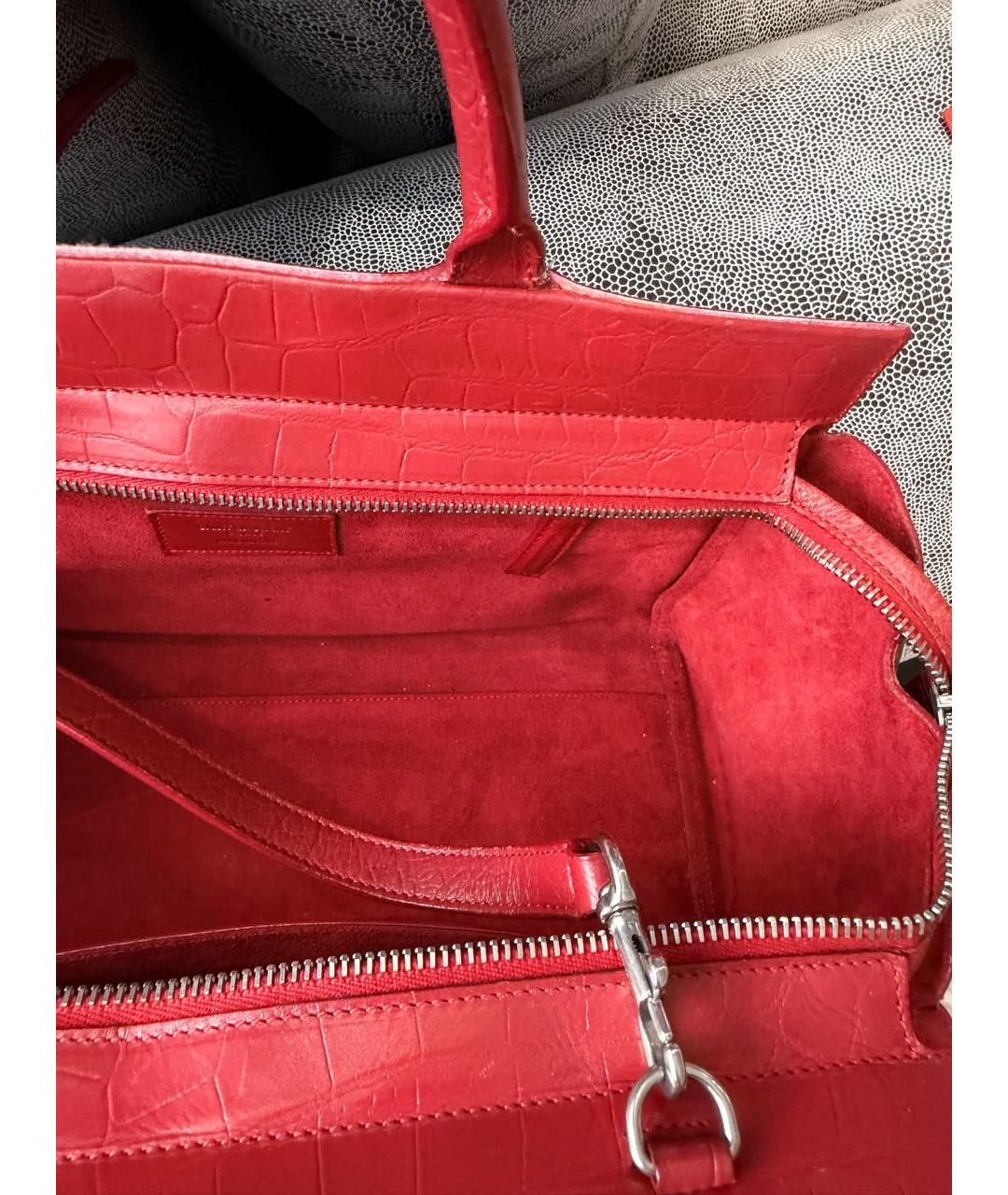 SAINT LAURENT Красная кожаная сумка через плечо, фото 6