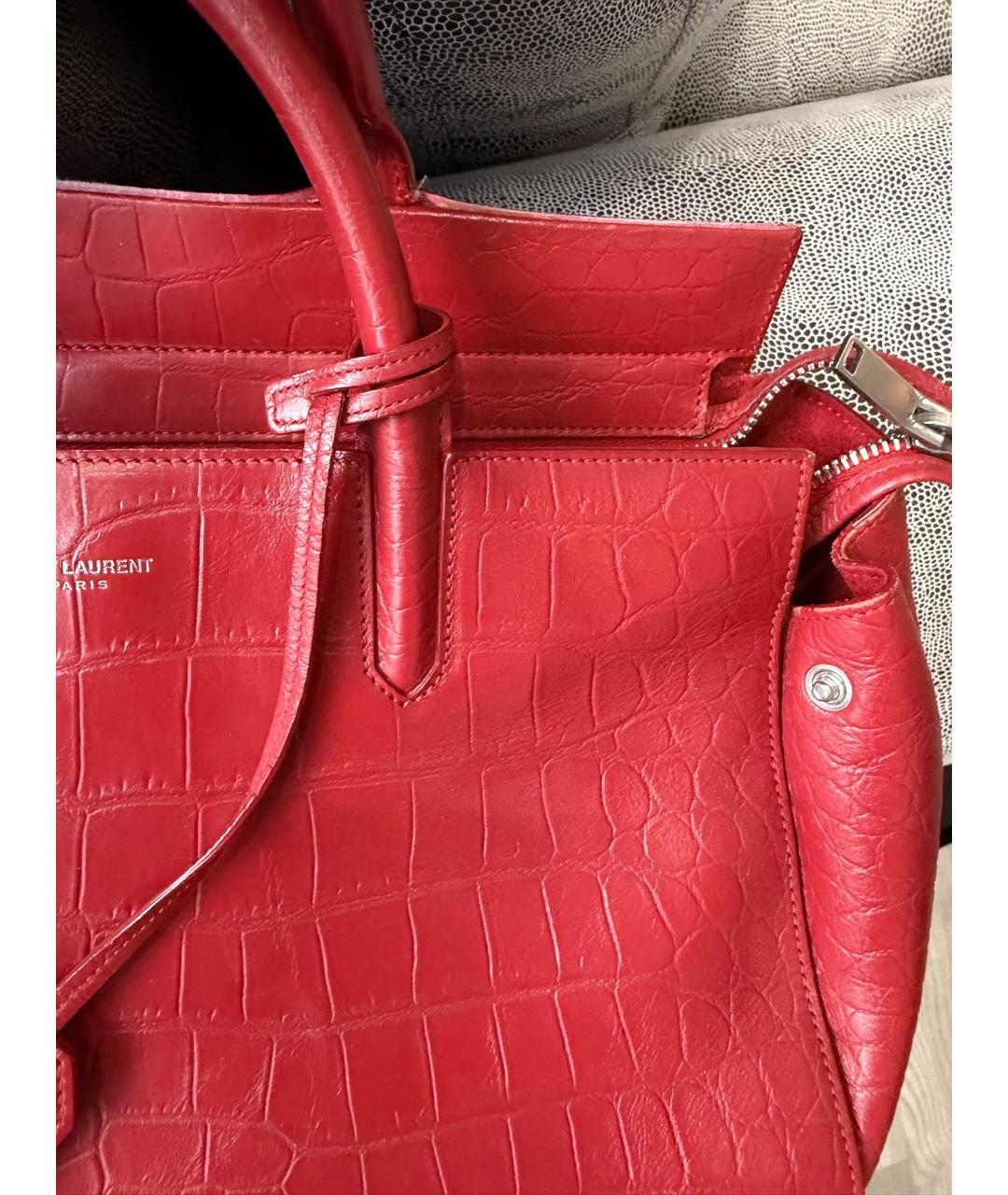 SAINT LAURENT Красная кожаная сумка через плечо, фото 5