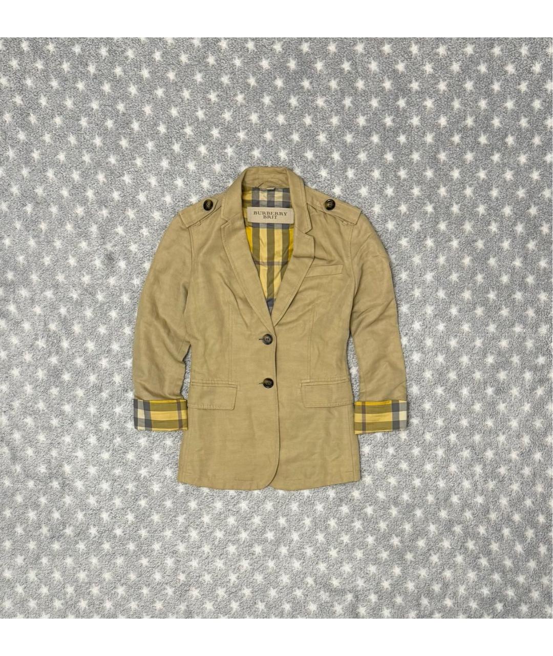 BURBERRY Бежевый хлопковый жакет/пиджак, фото 6