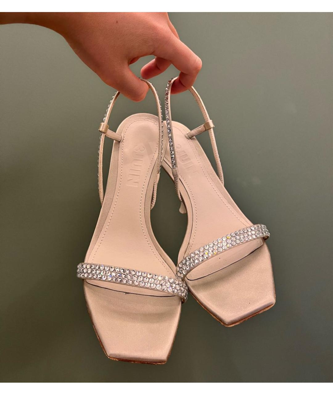 3JUIN Бежевые кожаные босоножки, фото 3