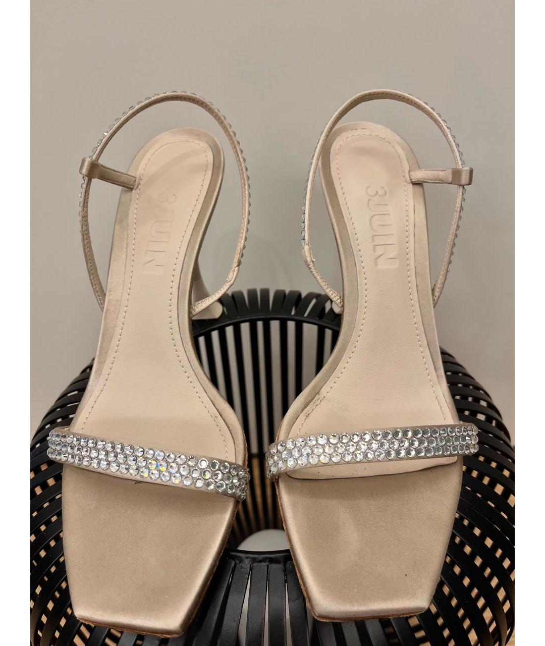 3JUIN Бежевые кожаные босоножки, фото 8