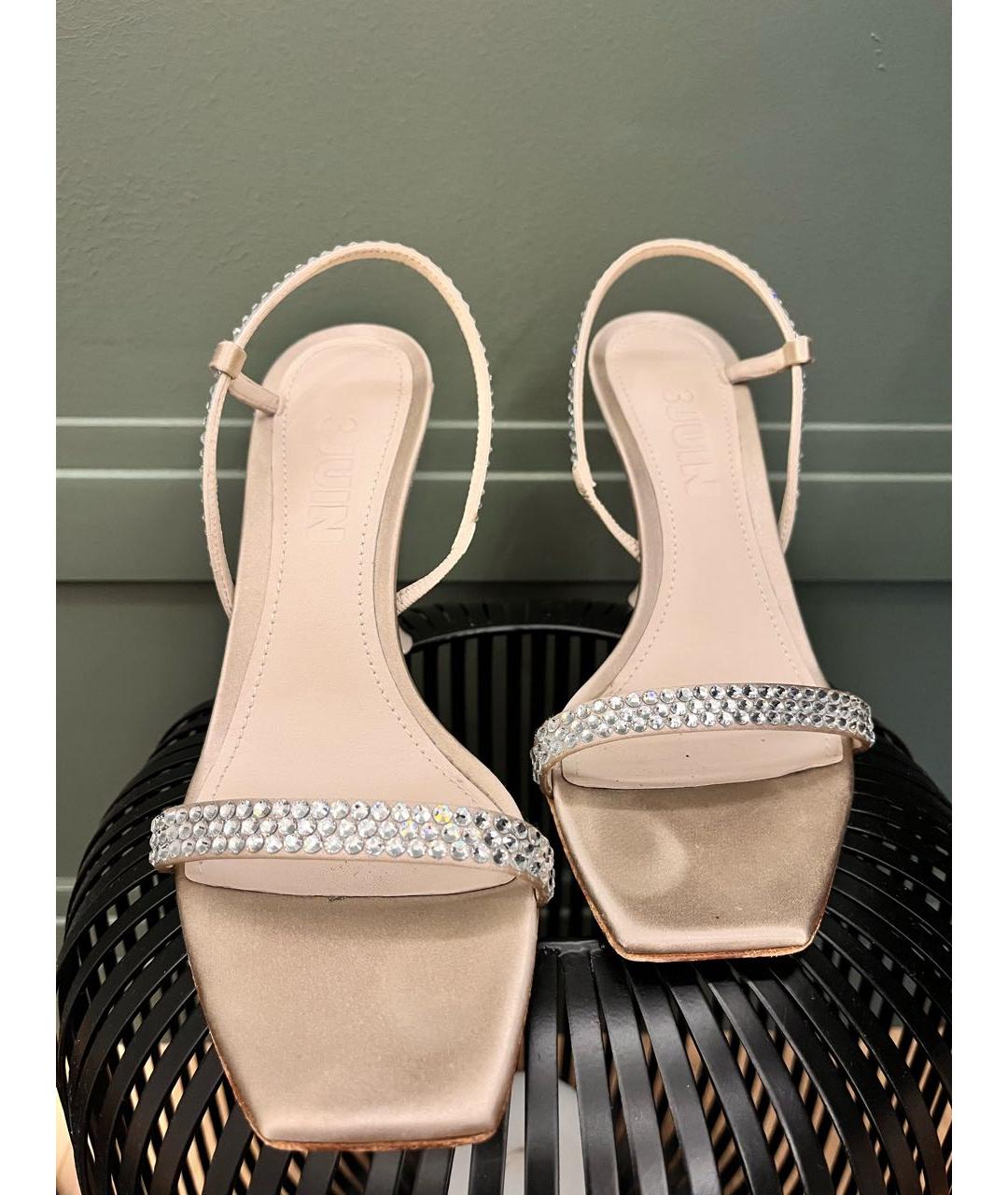 3JUIN Бежевые кожаные босоножки, фото 7