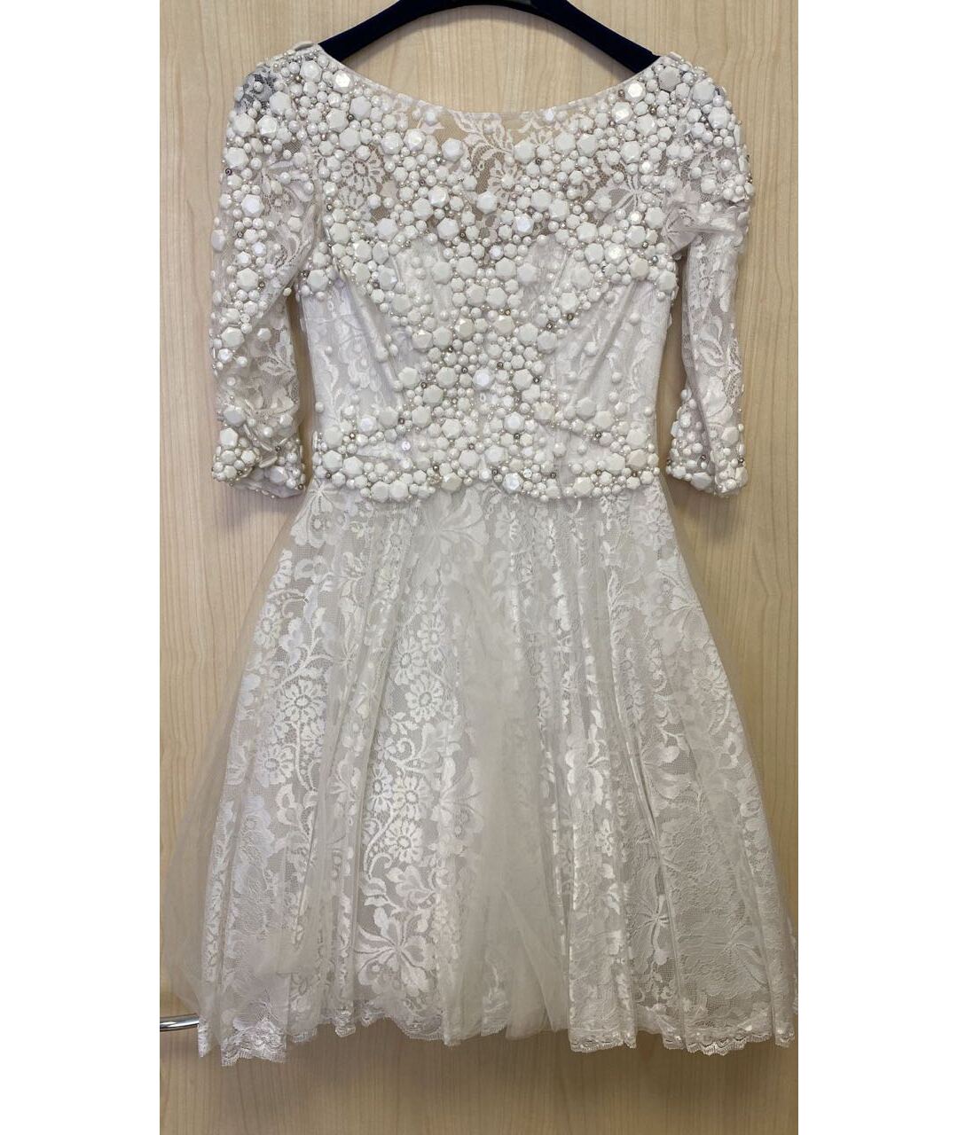 SHERRI HILL Белое полиэстеровое повседневное платье, фото 5
