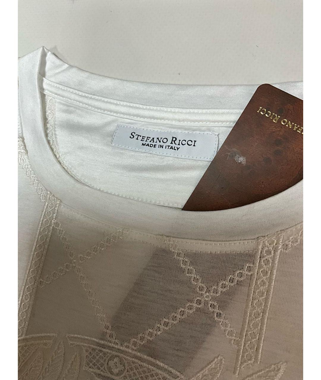 STEFANO RICCI Белая хлопковая футболка, фото 4