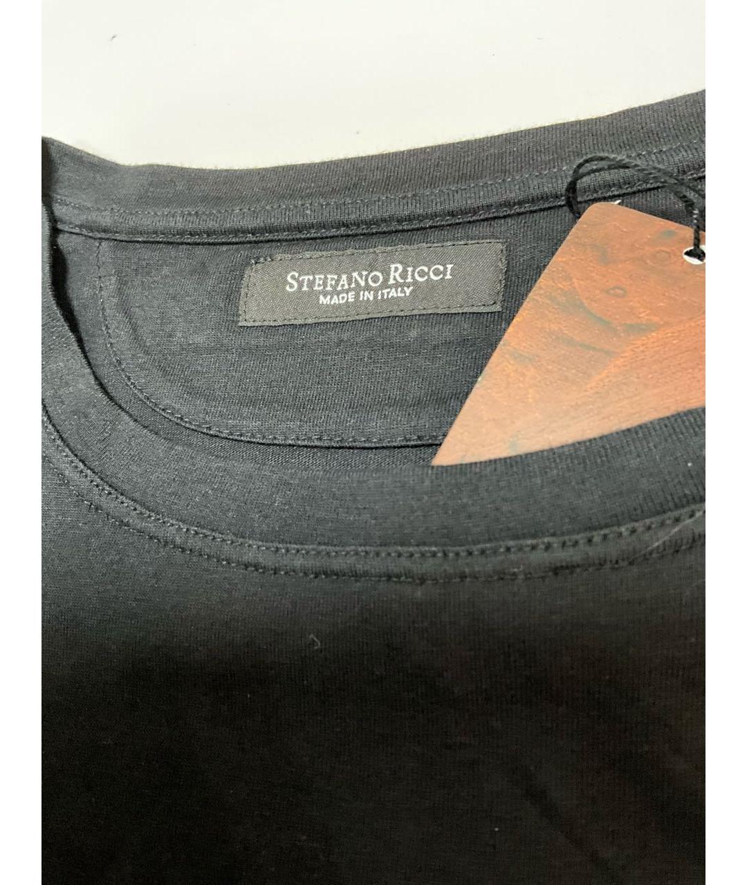 STEFANO RICCI Черная хлопковая футболка, фото 2