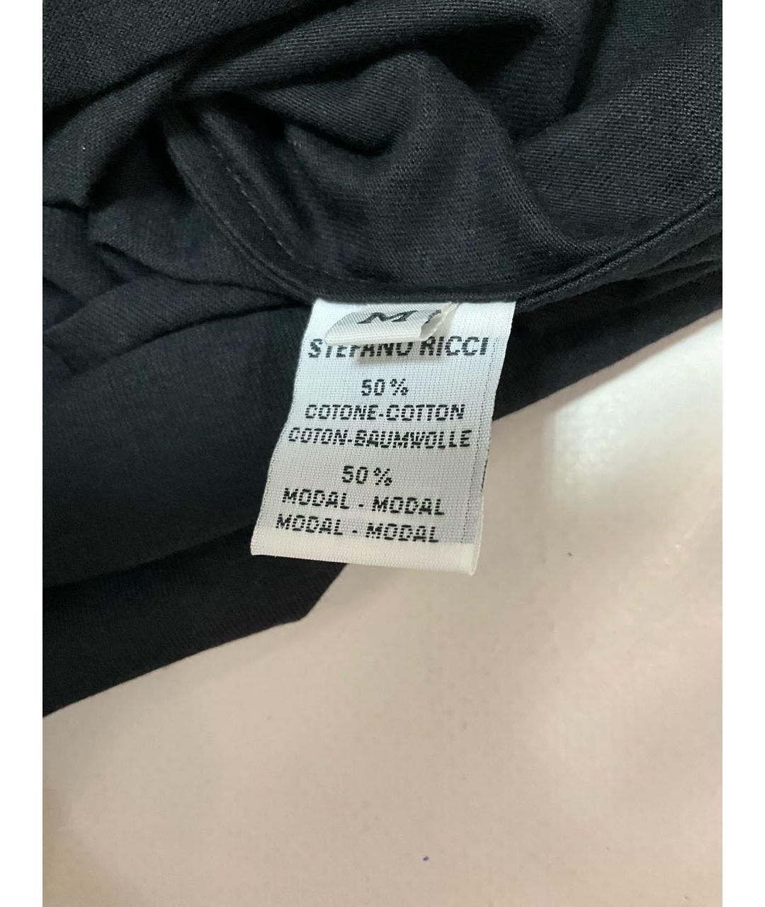 STEFANO RICCI Черная хлопковая футболка, фото 6