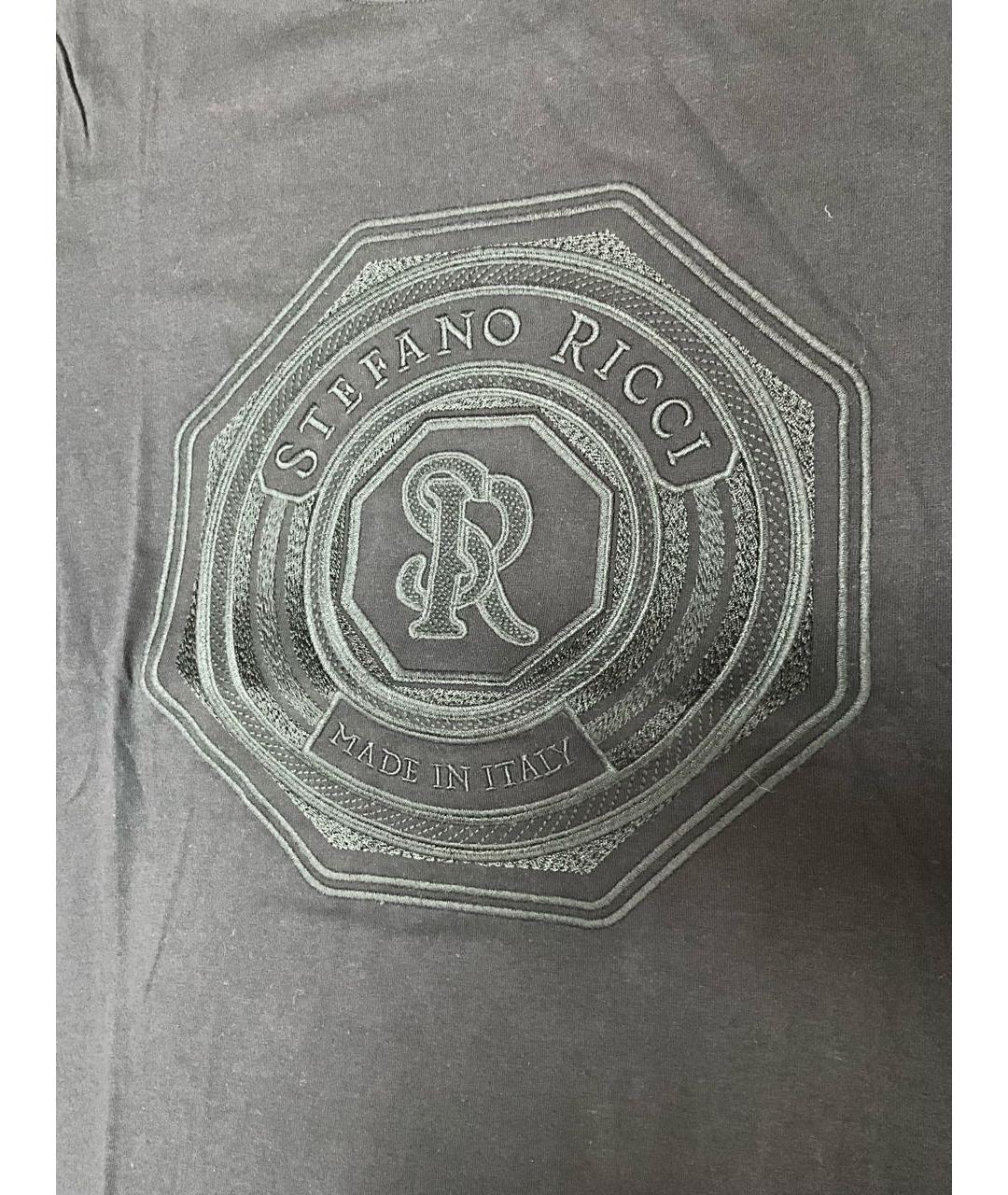 STEFANO RICCI Черная хлопковая футболка, фото 3