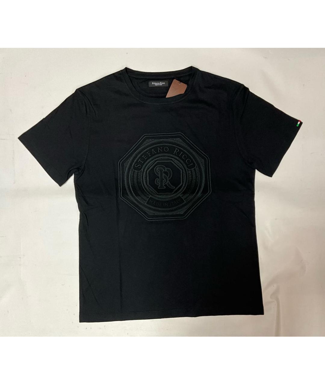 STEFANO RICCI Черная хлопковая футболка, фото 9