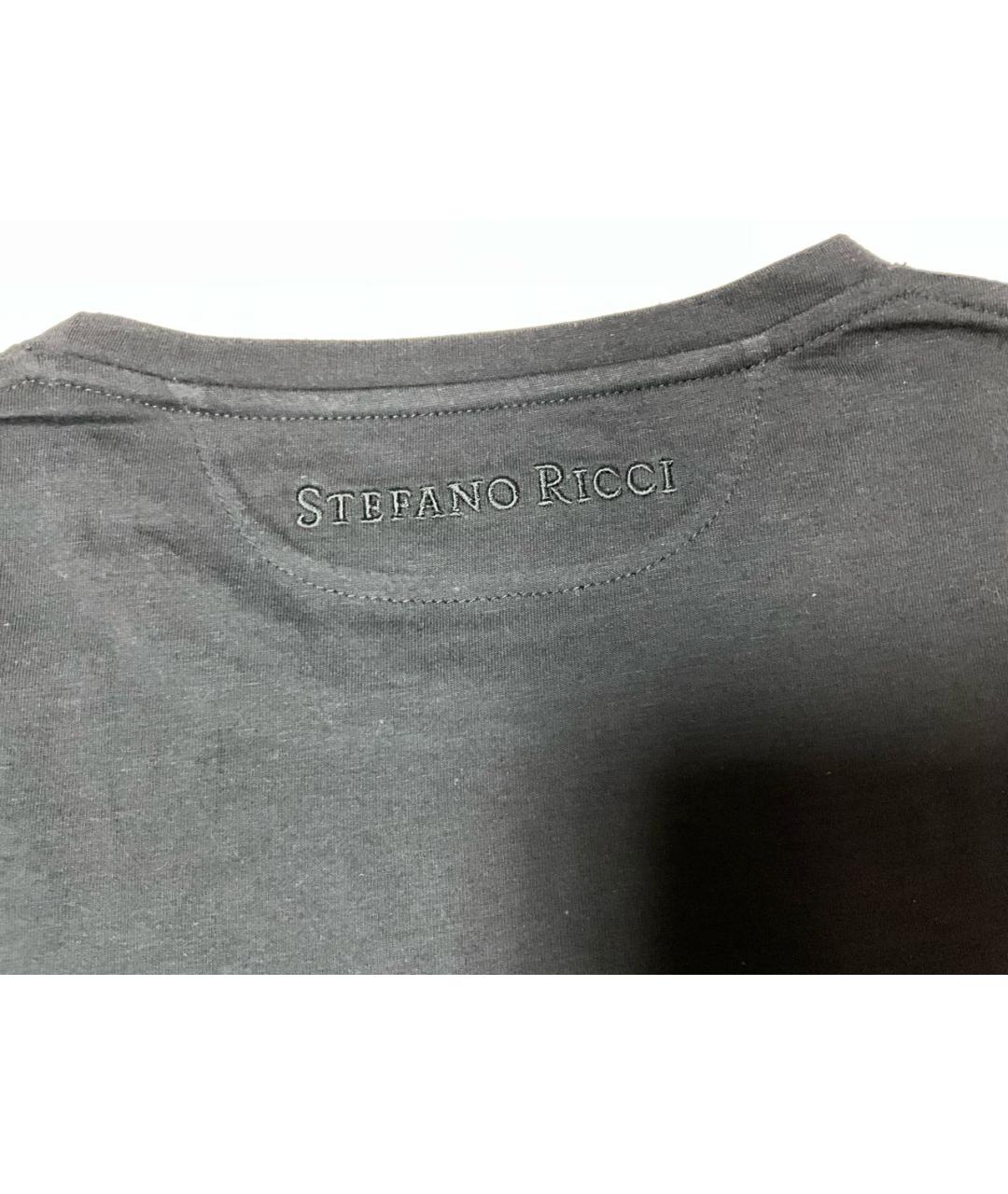 STEFANO RICCI Черная хлопковая футболка, фото 5