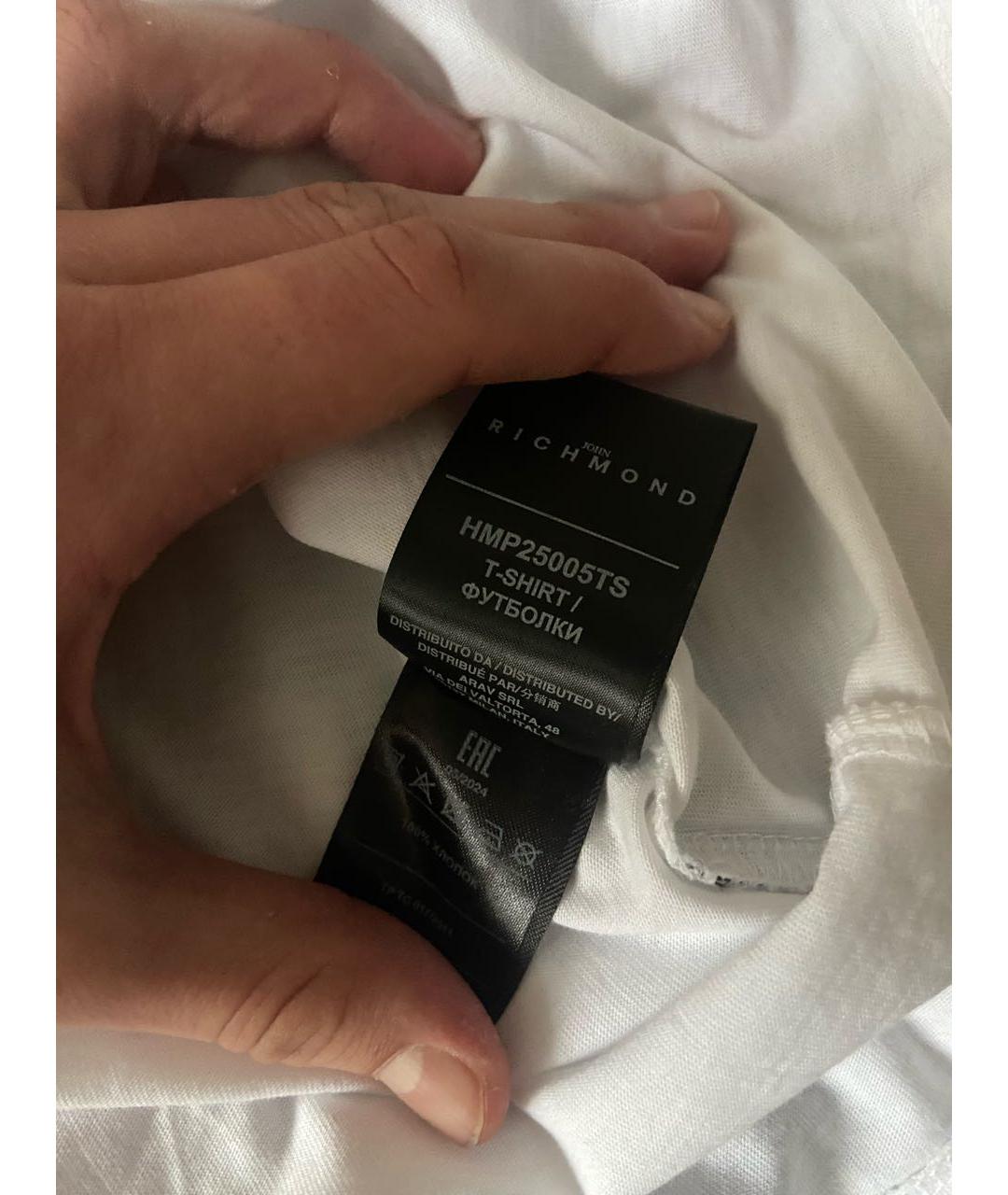 JOHN RICHMOND Белая хлопковая футболка, фото 8