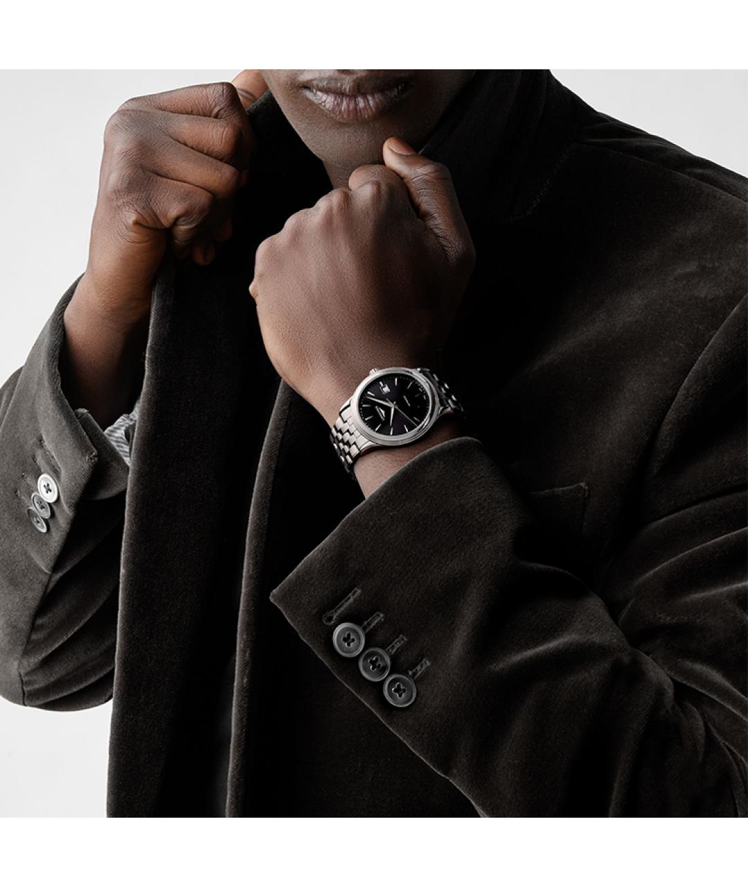 LONGINES Черные стальные часы, фото 5