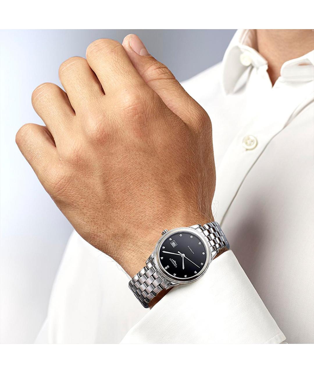 LONGINES Черные стальные часы, фото 4