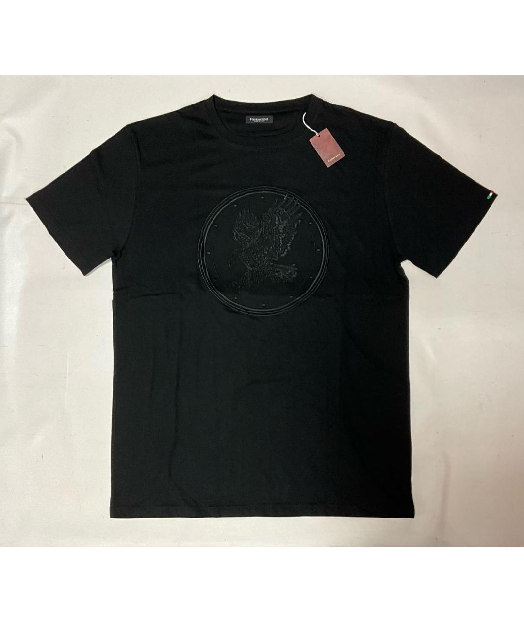 STEFANO RICCI Черная хлопковая футболка, фото 9