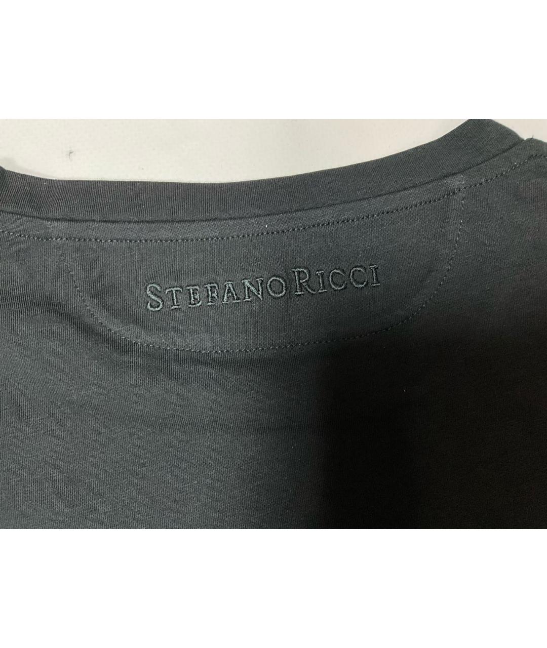 STEFANO RICCI Черная хлопковая футболка, фото 8