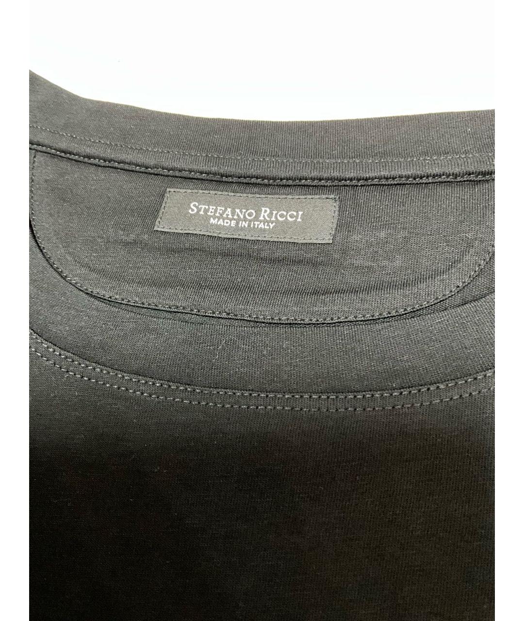 STEFANO RICCI Черная хлопковая футболка, фото 3