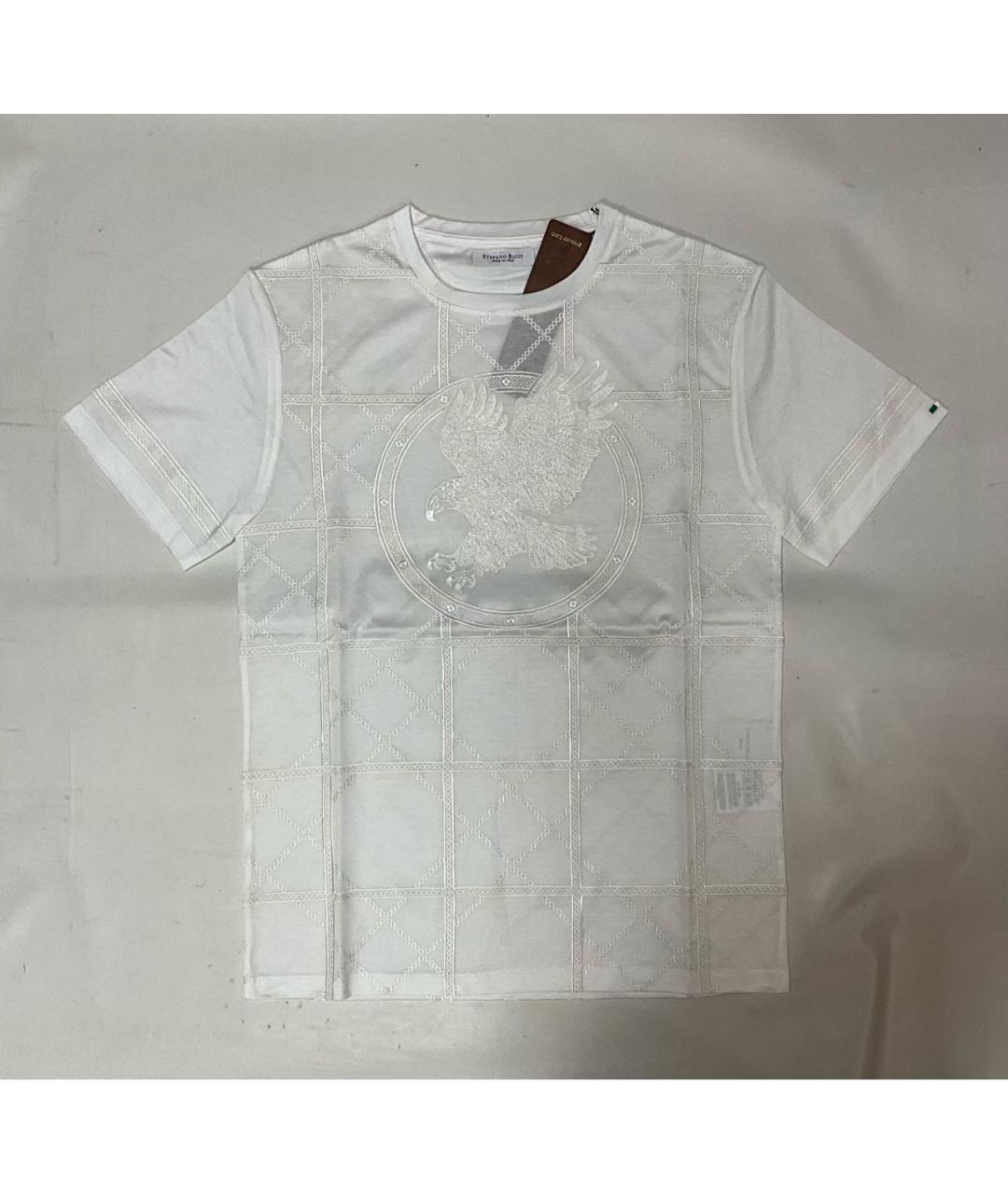 STEFANO RICCI Белая хлопковая футболка, фото 9