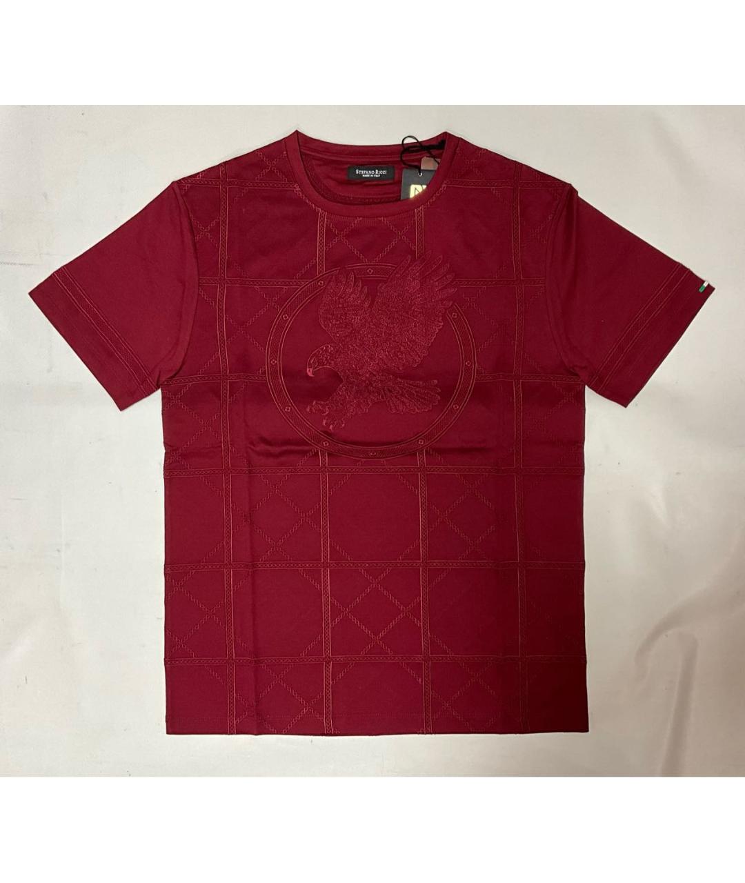 STEFANO RICCI Бордовая хлопковая футболка, фото 9