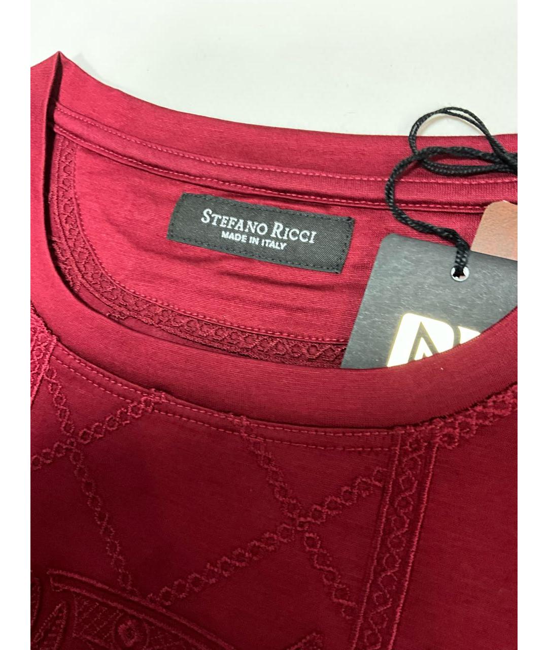 STEFANO RICCI Бордовая хлопковая футболка, фото 4